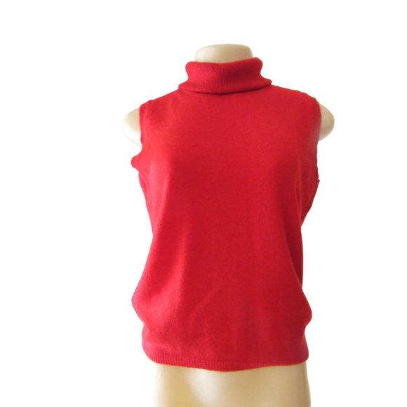 Bruno Manetti Sweaters - Bruno Manetti Red Cashmere Turtleneck Sleeveless Tank Style Sweater in Sz Small
